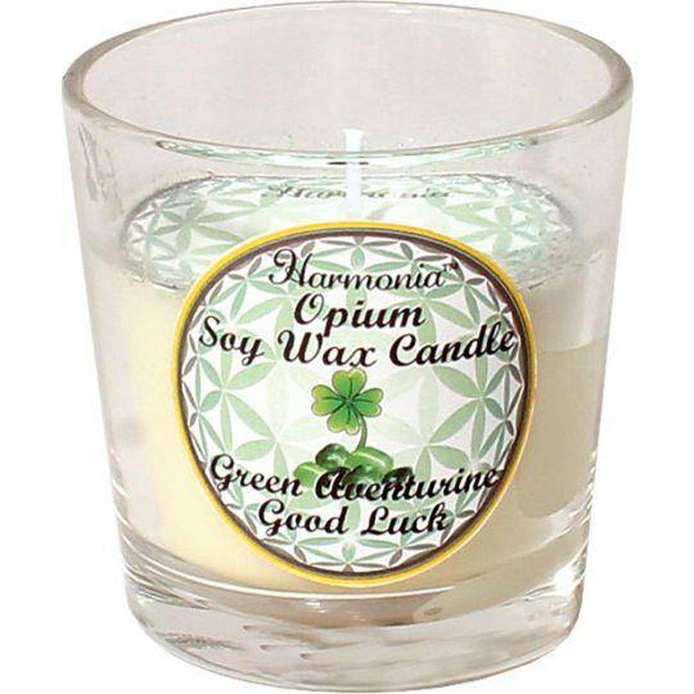 Harmonia Soy Gem Votive Candle - Good Luck Green Adventurine, SKU KH-39314-D6, UPC 700317121350