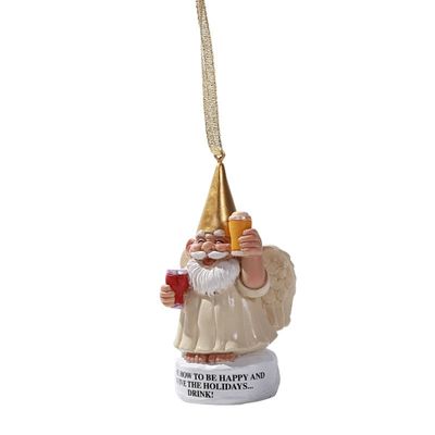 4&quot; Tree Ornament - Gnome Drunk Angel, SKU PG-12697, UPC 700317041153