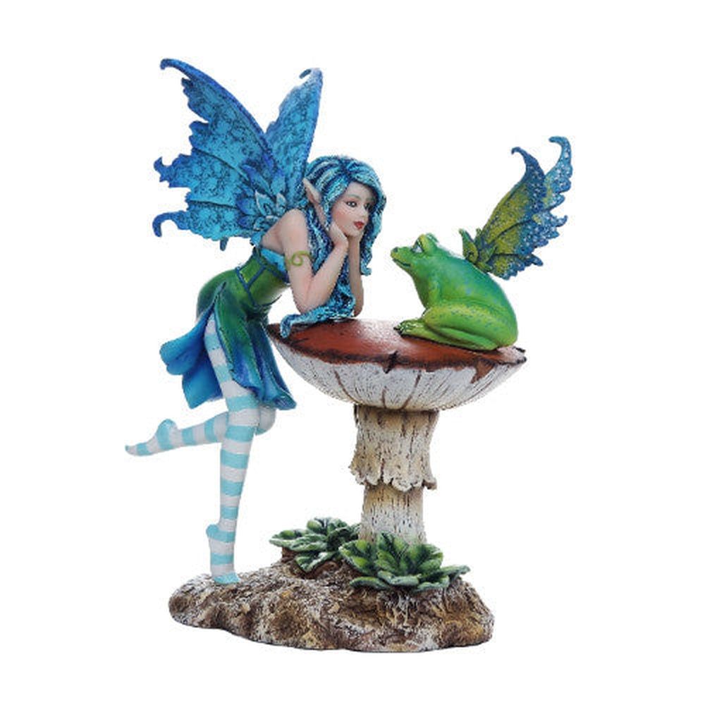 7&quot; Fairy Statue - Blue Fairy Frog Gossip, SKU PG-11777, UPC 700317252399