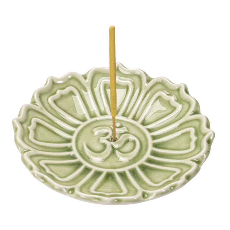 4.25&quot; Ceramic Stick Incense Holder - Lotus, SKU PG-15171, UPC 700317071402