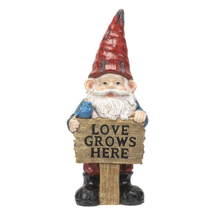 16.85&quot; Gnome Statue - Love Grows Here, SKU PG-14771, UPC 700317041429