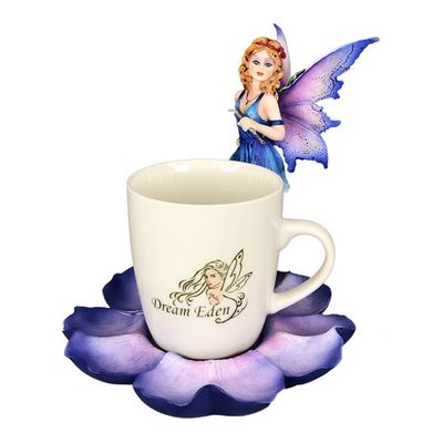 7.5&quot; Purple Fairy with Ceramic Cup, SKU PG-12938, UPC 700317119449