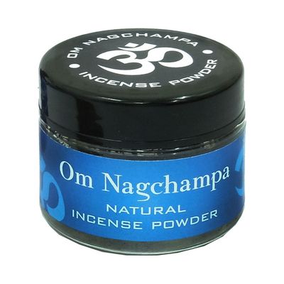 Om Nag Champa Incense Powder 20 gram Jar (Pack of 4), SKU KH-72844, UPC 700317122043