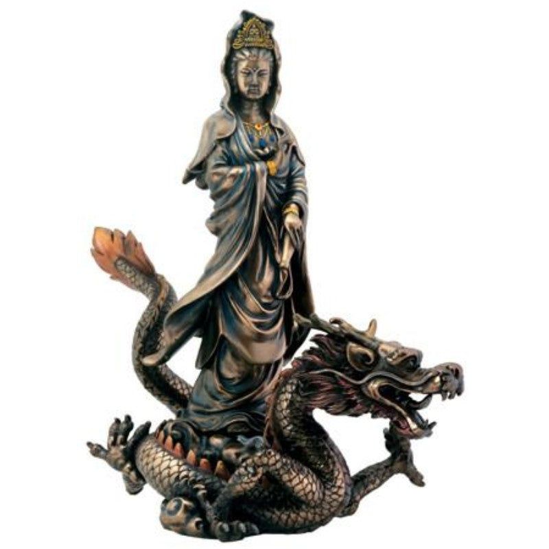 12.75&quot; Kuan Yin with Dragon Statue, SKU PG-Y7828, UPC 700317252740