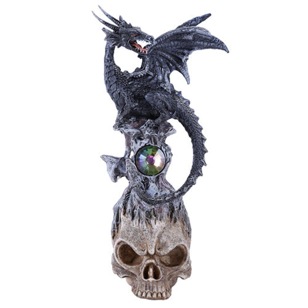 10&quot; Black Dragon on Skull Statue, SKU PG-11166, UPC 700317071631