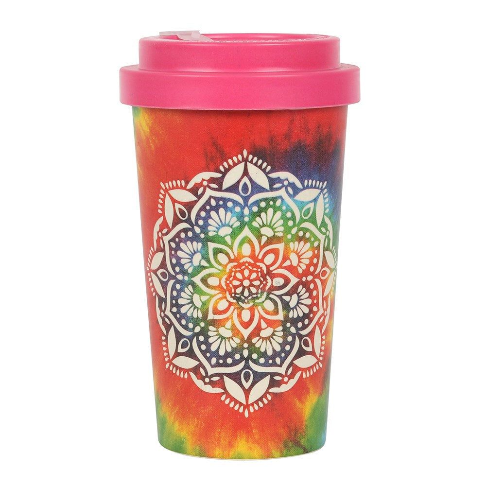 13.5 oz Bamboo Travel Mug with Sleeve - Tie Dye Mandala, SKU PG-14480, UPC 700317028765