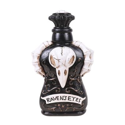 7.25&quot; Raven Skull Poison Magic Resin Bottle Figurine, SKU PG-13717, UPC