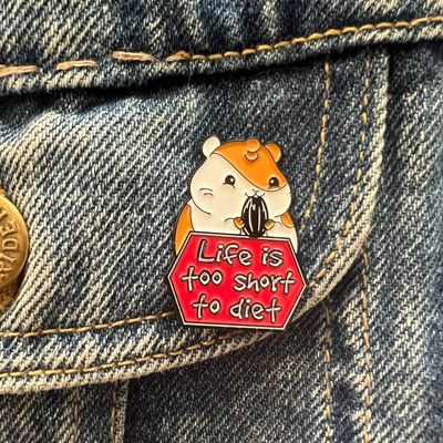 Life Is Too Short To Diet Mouse Eating Enamel Pin, SKU XZ3610-147, UPC 6016020953961