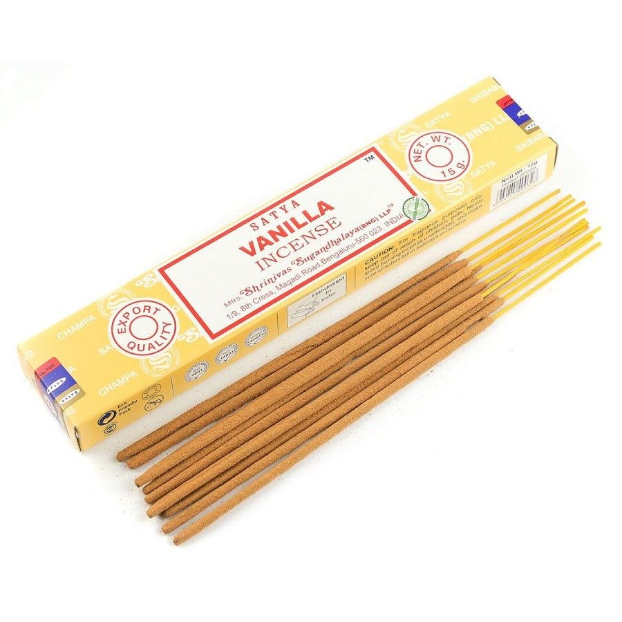 Vanilla Satya Incense Sticks 15 gram, SKU SUVN15, UPC 700317015260