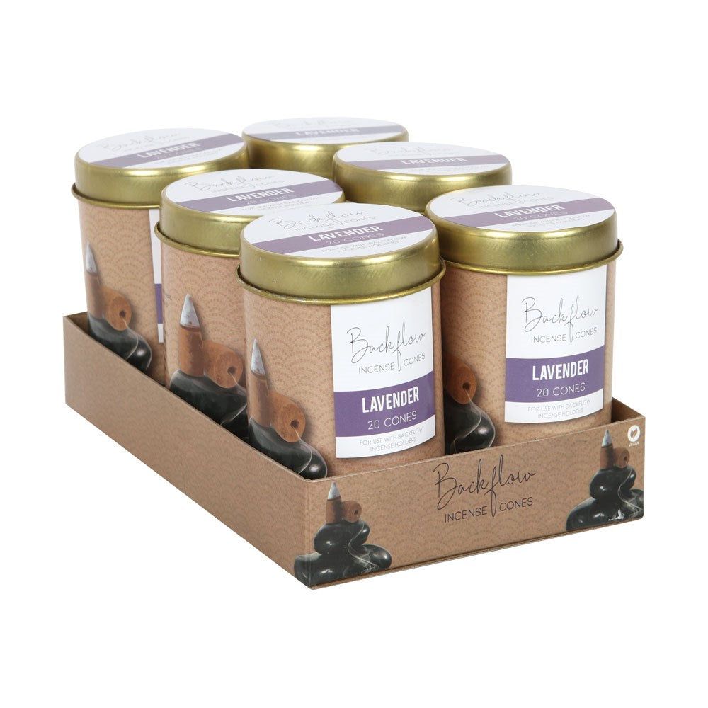Jumbo Backflow Incense Cones Display - Lavender (6 Packs of 20), SKU PG-15273, UPC 700317290612