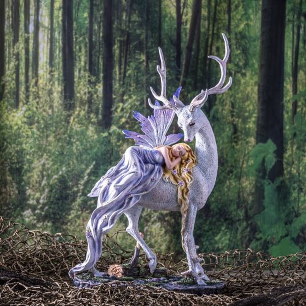 13&quot; Fairy Statue - Sleeping Fairy on Deer, SKU PG-14016, UPC 700317290759