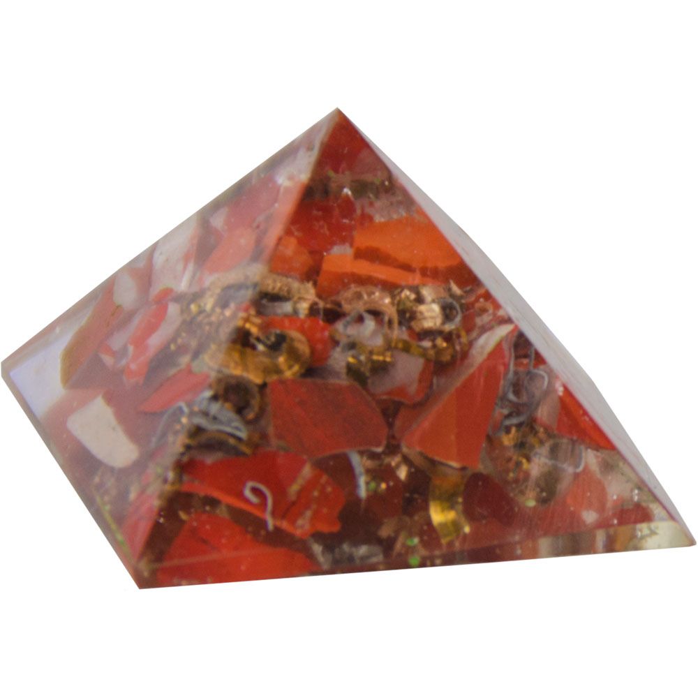 25-35 mm Gemstone Pyramid - Orgone Jasper - Root Chakra, SKU KH-63210, UPC 700317117230