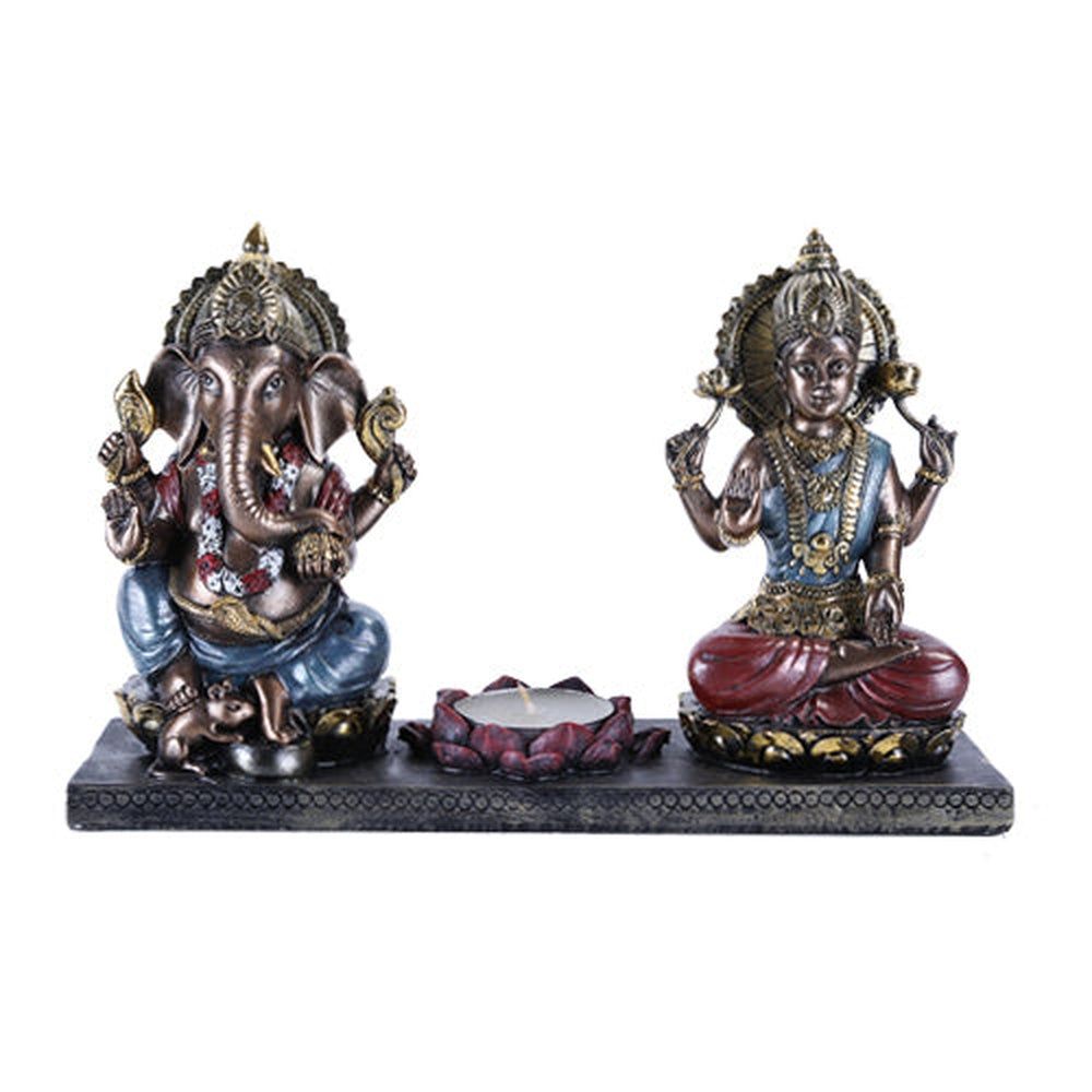 8&quot; Ganesha and Krisna Tealight Candle Holder, SKU PG-11208, UPC 700317053439