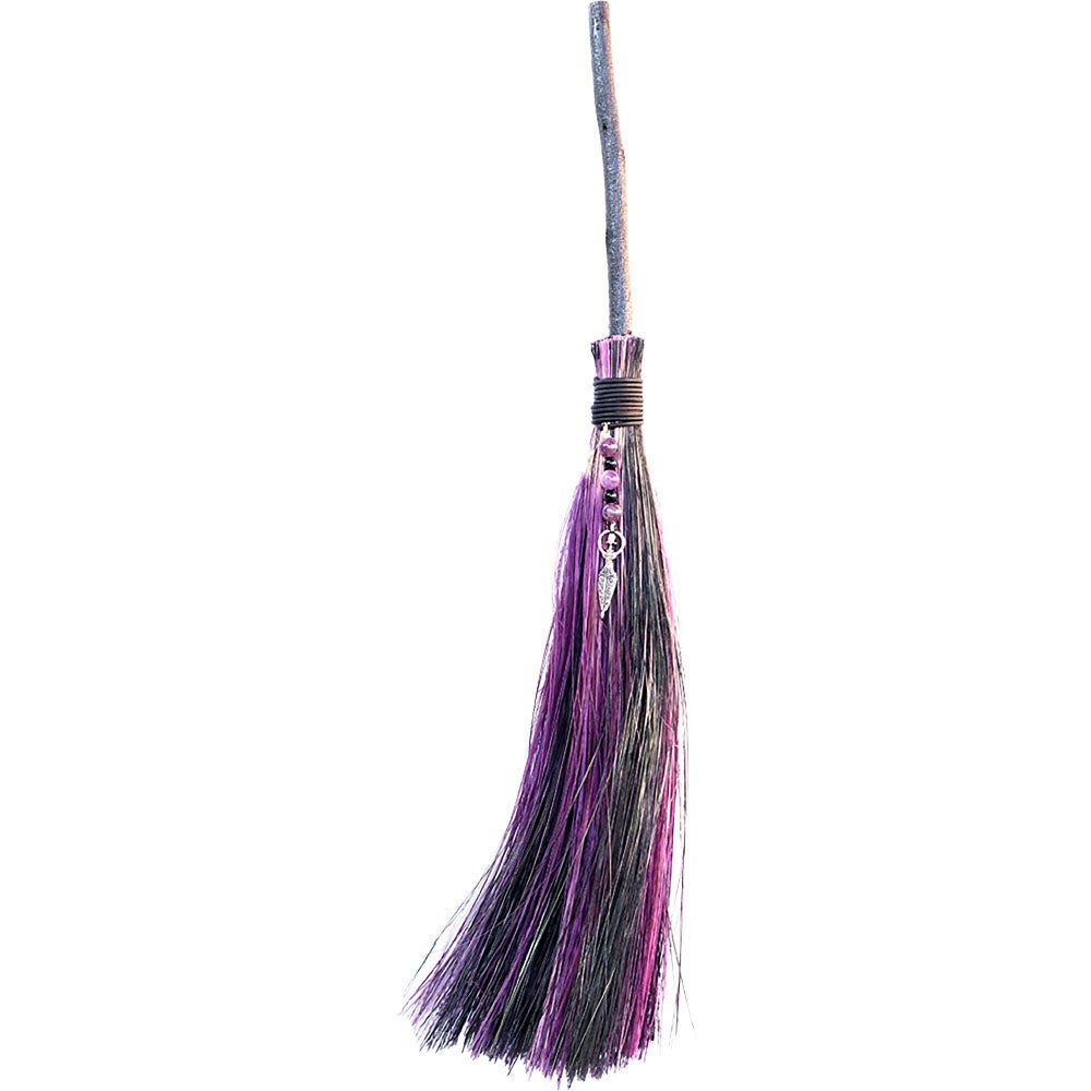 18&quot; Wicca Besom - Purple/ Black - Goddess with Amethyst, SKU KH-27346, UPC 700317125563