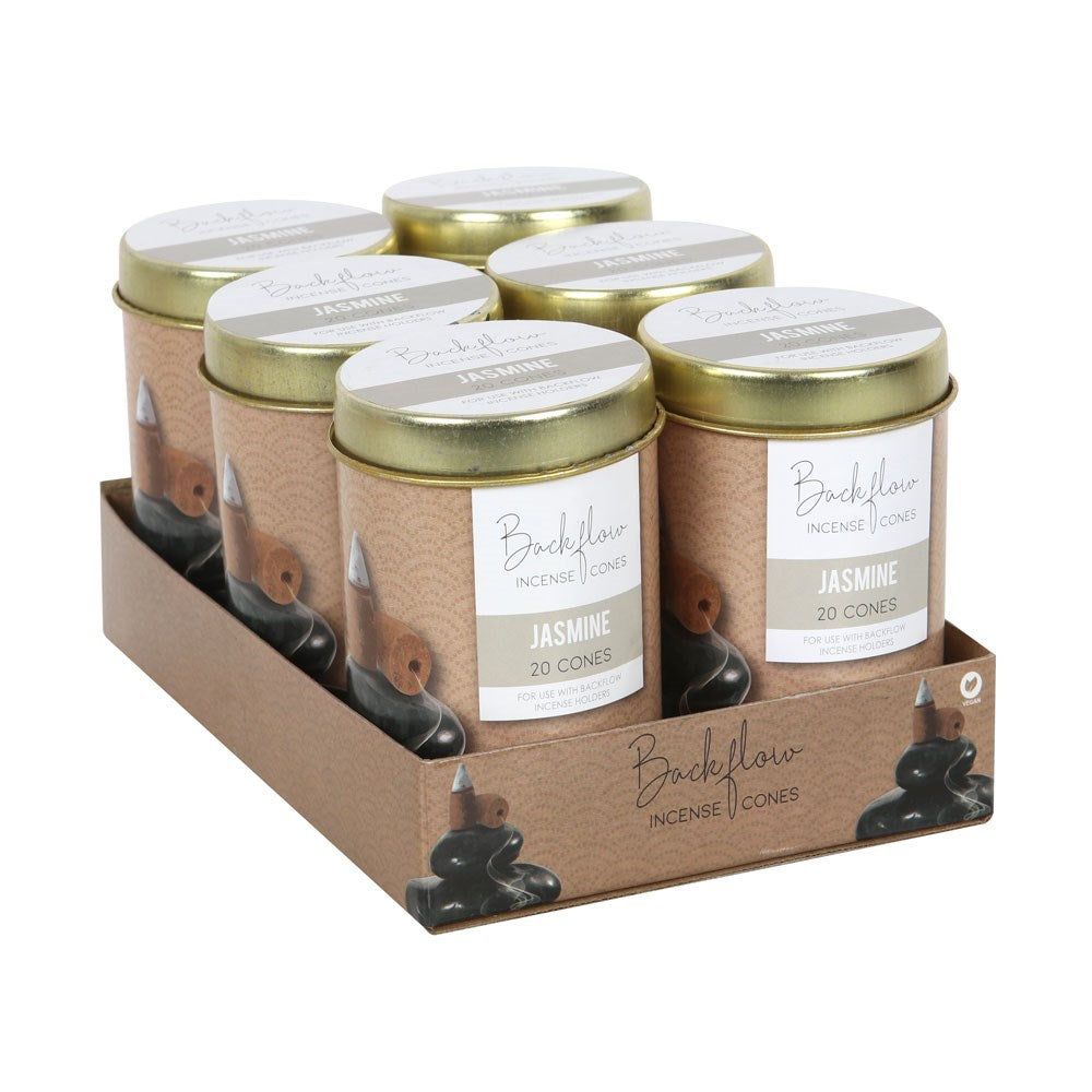Jumbo Backflow Incense Cones Display - Jasmine (6 Packs of 20), SKU PG-15276, UPC 700317290643