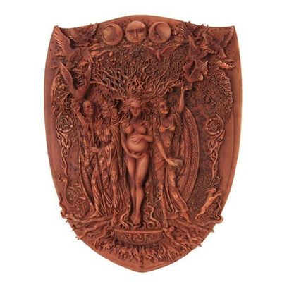 14.5&quot; Triple Goddess, Mother, Maiden, Crone Wall Plaque Statue, SKU PG-10730, UPC