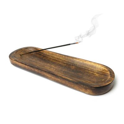 12&quot; x 4&quot; Wood Boat Double Incense Stick Burner, SKU ER14, UPC 6016008818817