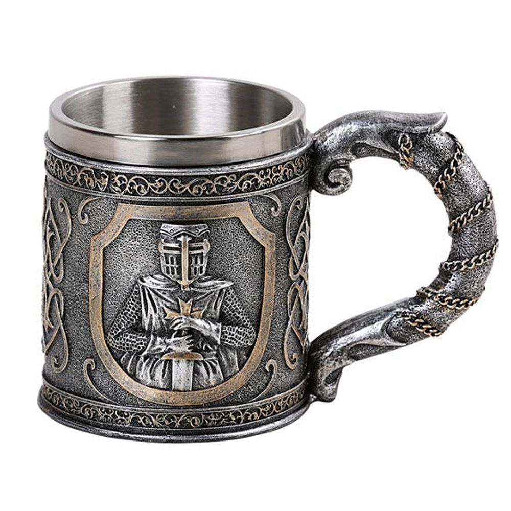 6.2&quot; Stainless Steel Resin Mug - Knight, SKU PG-13027, UPC 700317045656