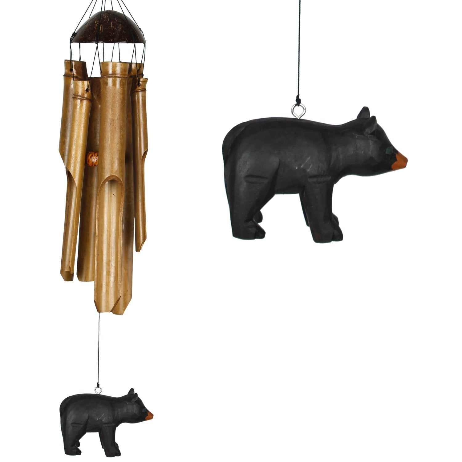 Half Coconut Bamboo Chime - Medium, Bear, SKU WC-CBEA, UPC