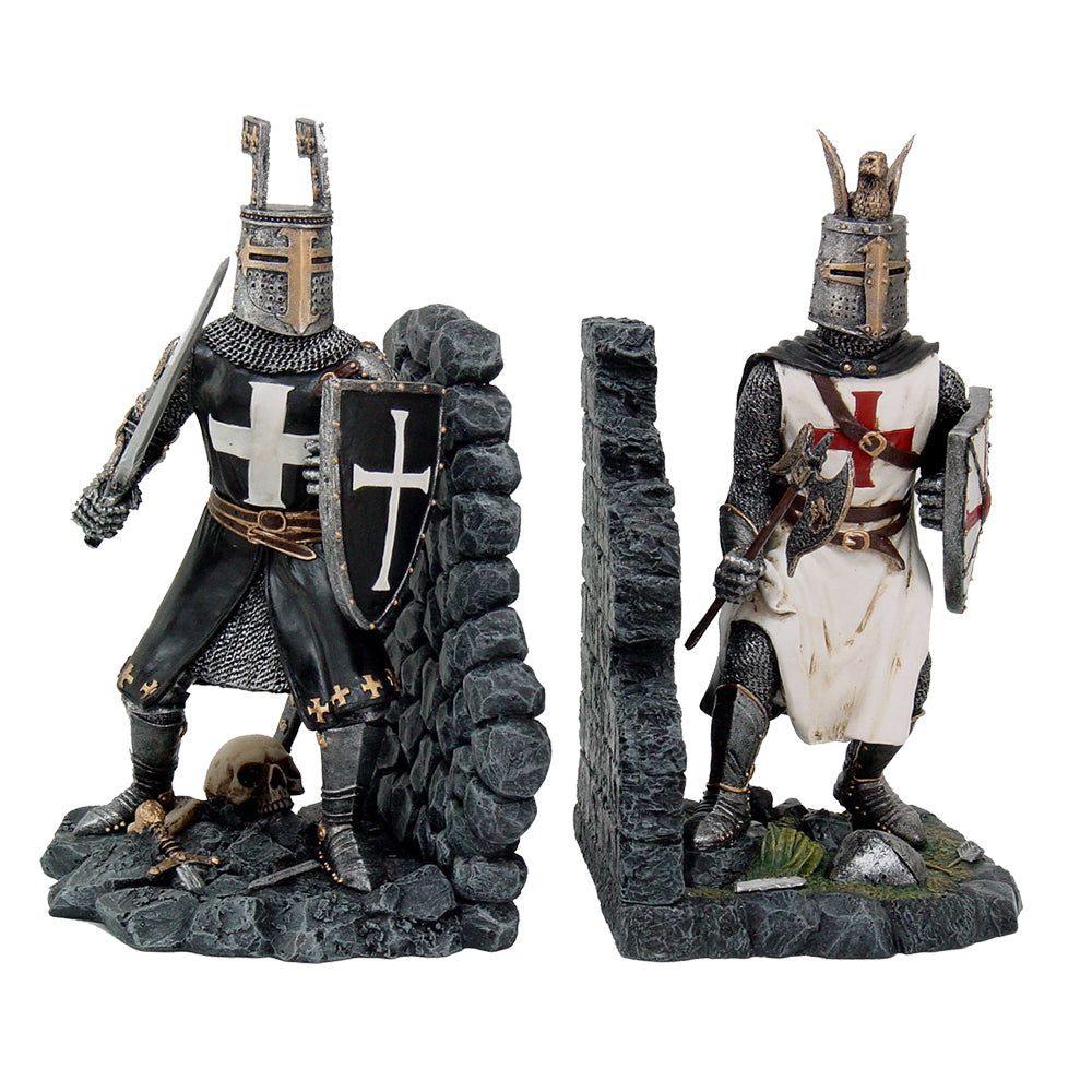 7.5&quot; Crusader Knights in Full Armor Bookends (Pair), SKU PG-12353, UPC 700317023371