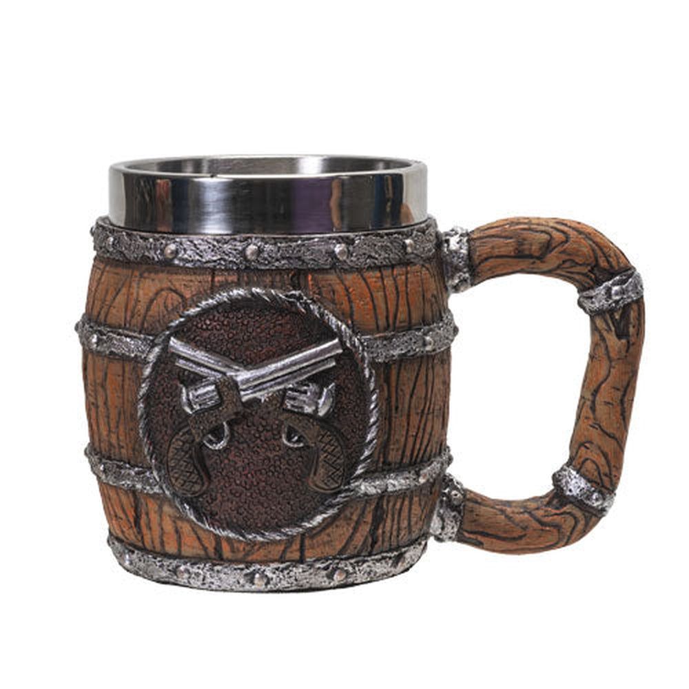 6.25&quot; Stainless Steel Resin Mug - Western Pistol, SKU PG-14218, UPC 700317045816