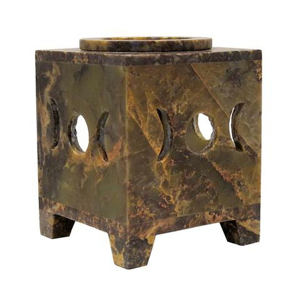 4&quot; Triple Moon Square Soapstone Oil Aroma Lamp, SKU 5069, UPC 6016000888894