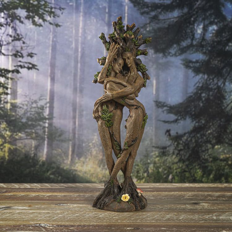 12.6&quot; Ent Tree Hugging Couple Polyresin Statue, SKU PG-14745, UPC 700317036364