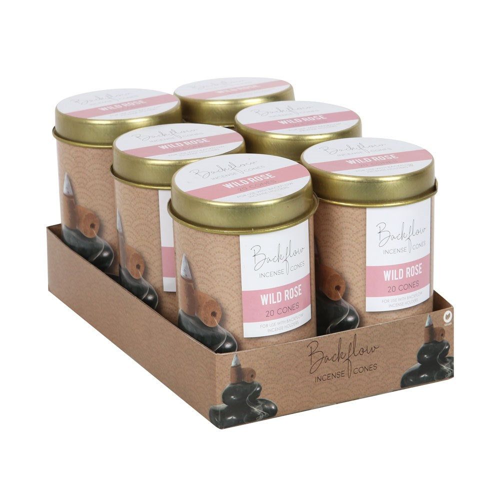 Jumbo Backflow Incense Cones Display - Wild Rose (6 Packs of 20), SKU PG-15271, UPC 700317290599