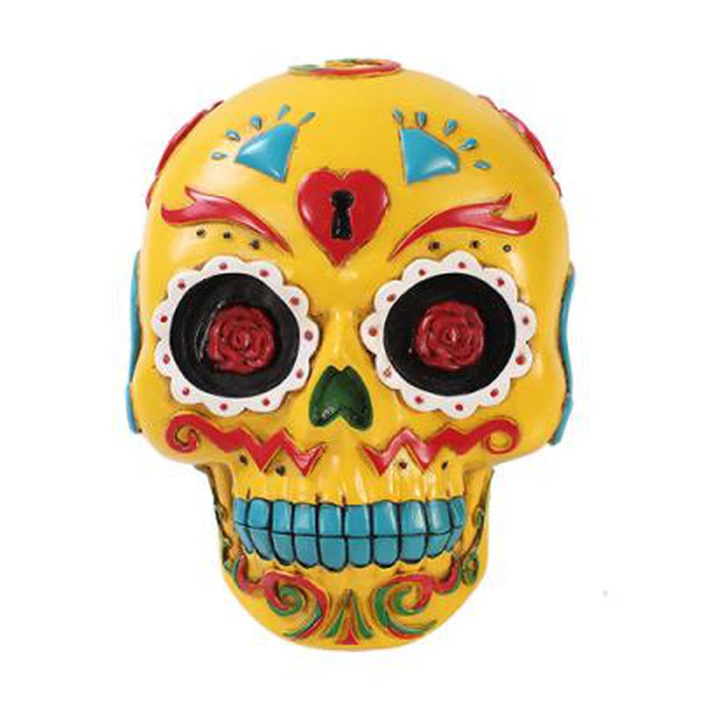 6.75&quot; Day of the Dead Wall Plaque - Yellow, SKU PG-10814, UPC 700317038245