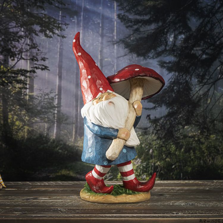 16.65&quot; Gnome Statue - Walking with Mushroom, SKU PG-14773, UPC 700317041443