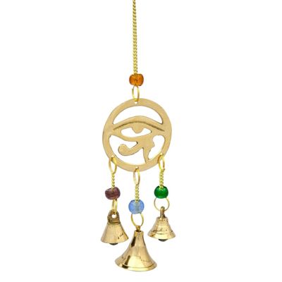 9&quot; Egyptian Eye Brass Wind Chime, SKU 7519, UPC 6016002786785