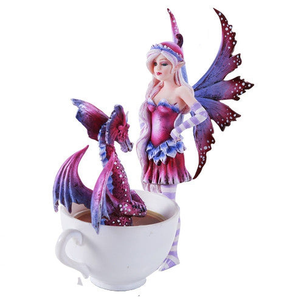 6.25&quot; Amy Brown Fairy Statue - Fairy with Dragon in Cup, SKU PG-11365, UPC 700317079019