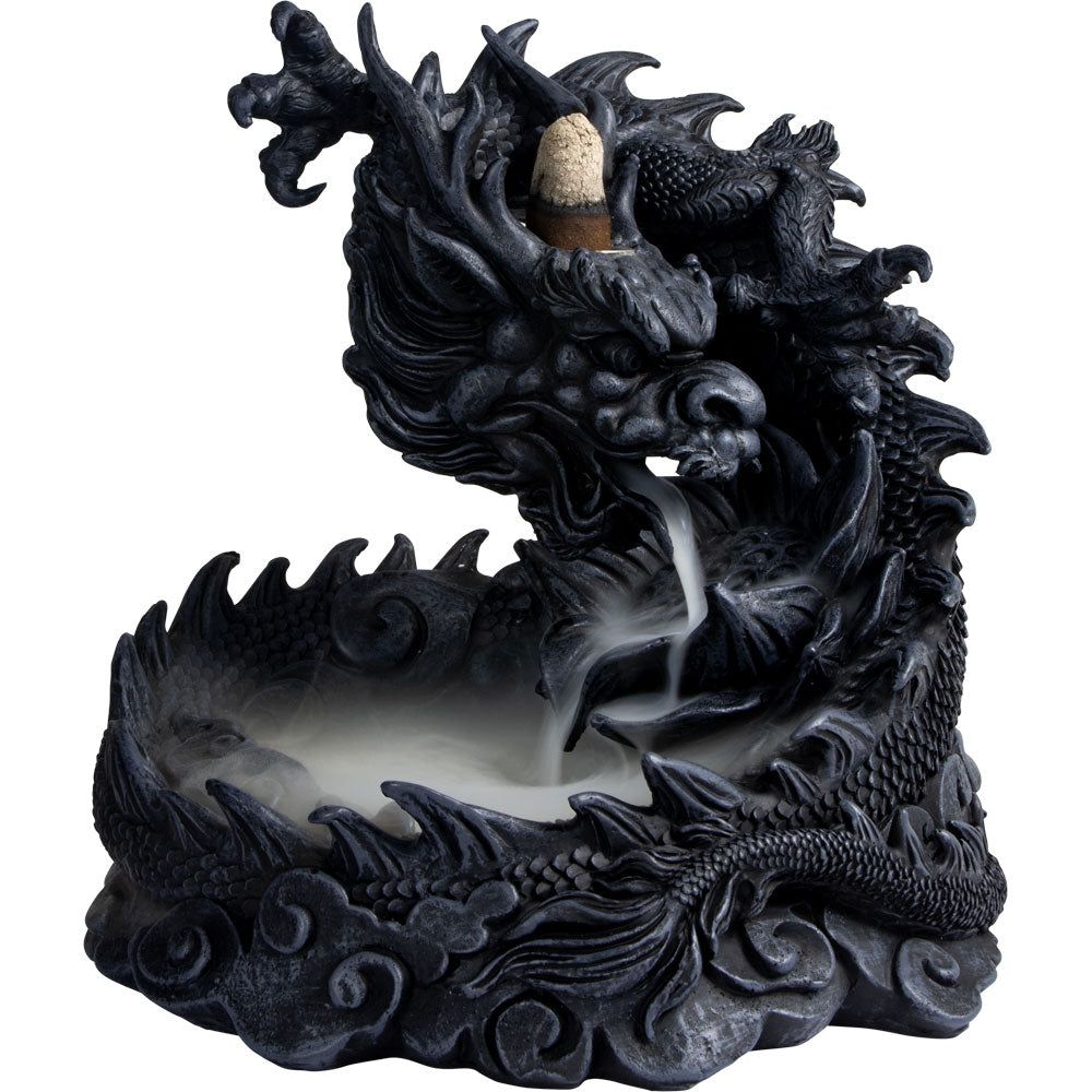 7&quot; Polyresin Backflow Incense Burner - Chinese Dragon, SKU KH-89731, UPC 700317247456