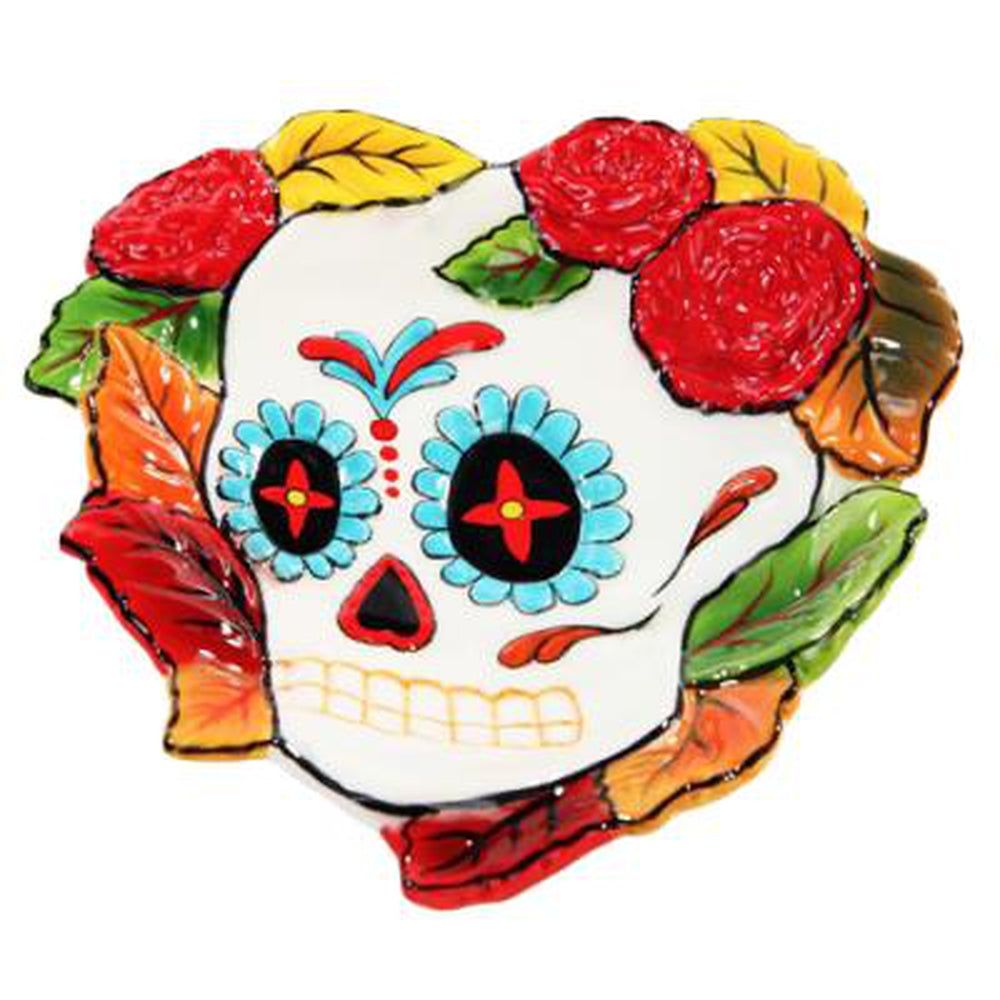4.75&quot; Day of the Dead Heart Dish - Sugar Skull, SKU PG-10755, UPC 700317038214