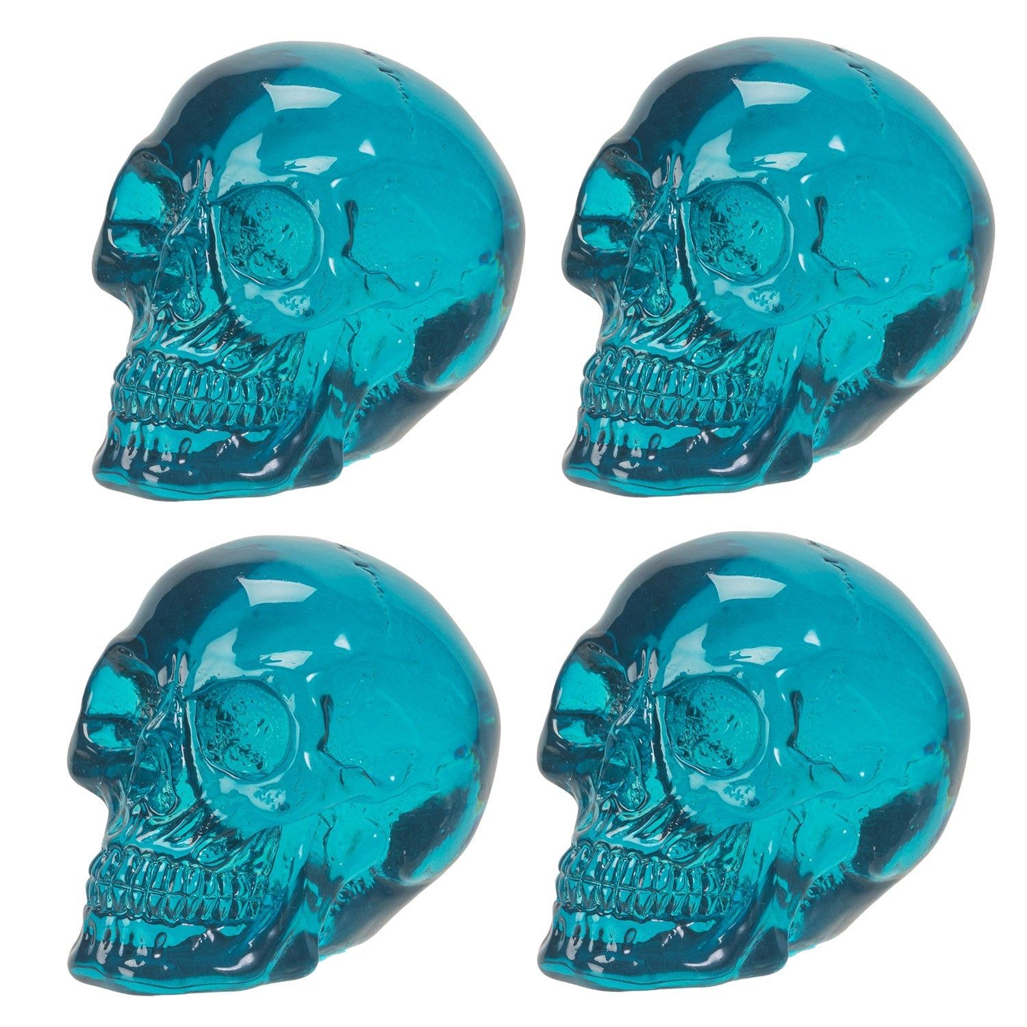 2.75&quot; Translucent Blue Skull Statue (Pack of 4), SKU PG-12865, UPC 700317072287