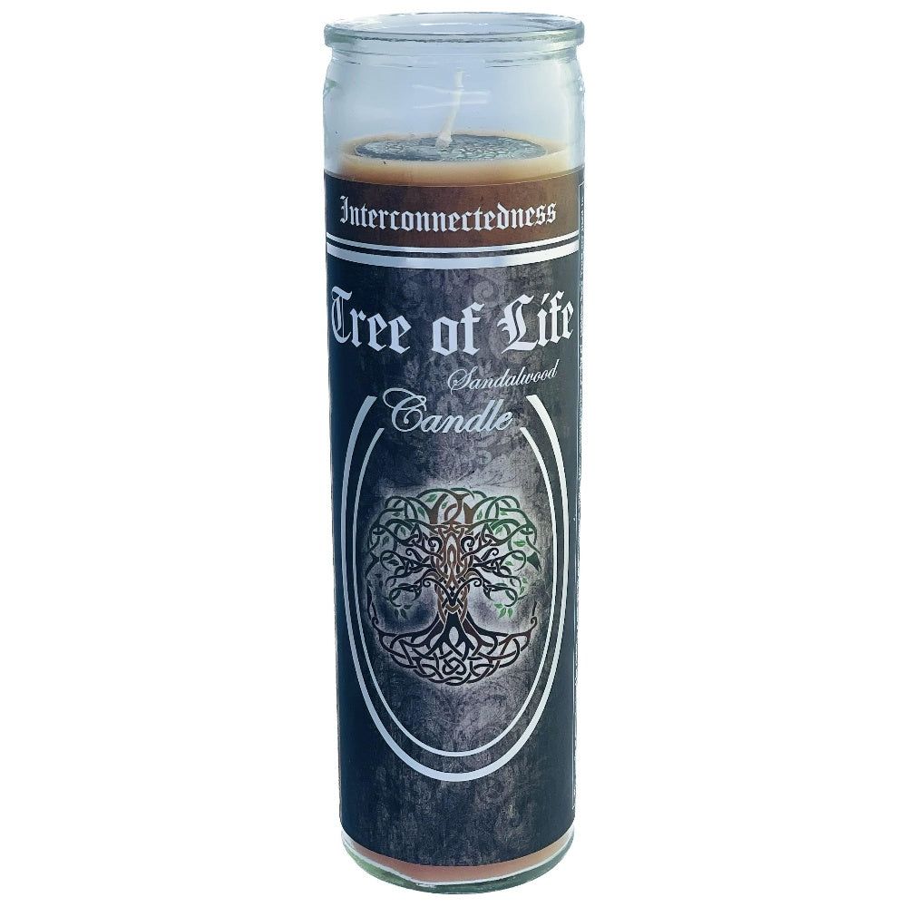 7 Day Glass Ritual Candle - Tree of Life - Sandalwood, SKU KH-81687, UPC 700317245926