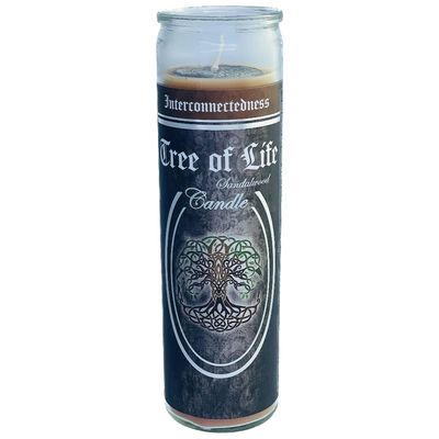 7 Day Glass Ritual Candle - Tree of Life - Sandalwood, SKU KH-81687, UPC 700317245926
