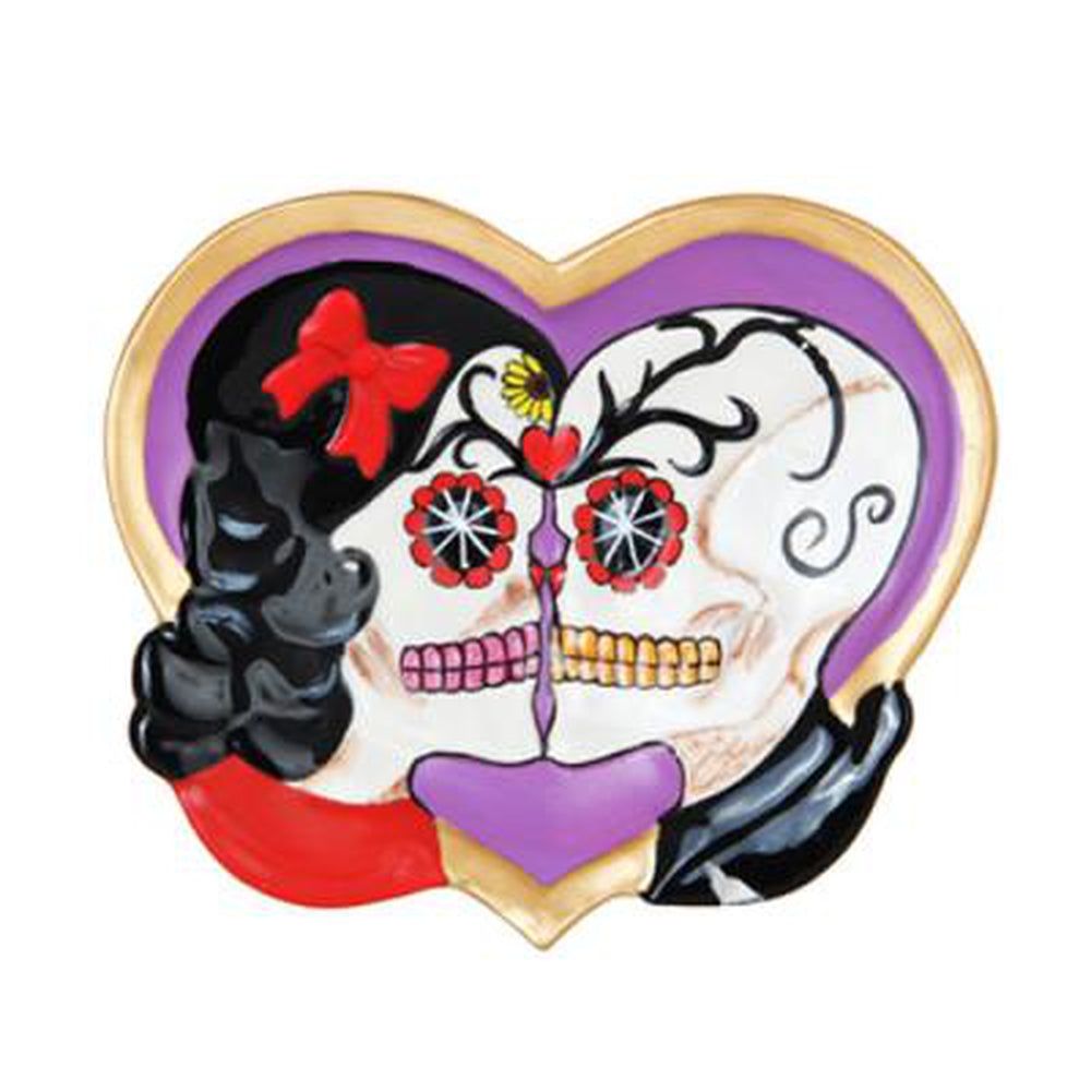 4.75&quot; Day of the Dead Heart Dish - Lovers, SKU PG-10753, UPC 700317038207