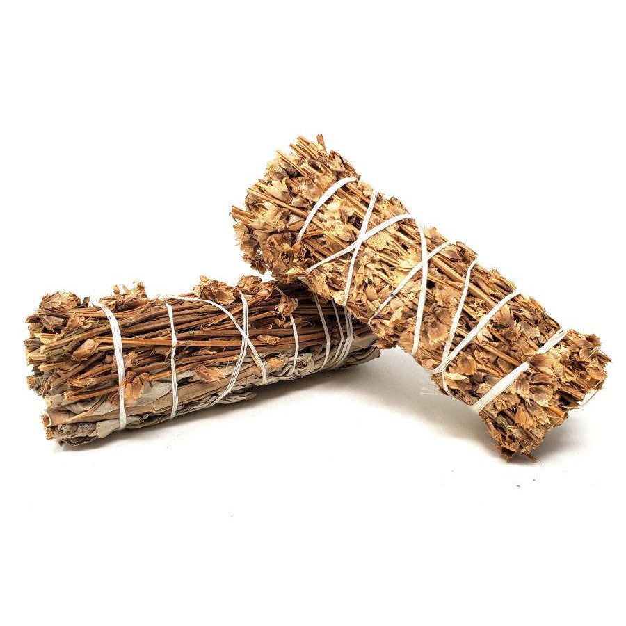 4&quot; White Sage &amp; Lemon Basil Smudge Stick, SKU SB65, UPC 6016004196100
