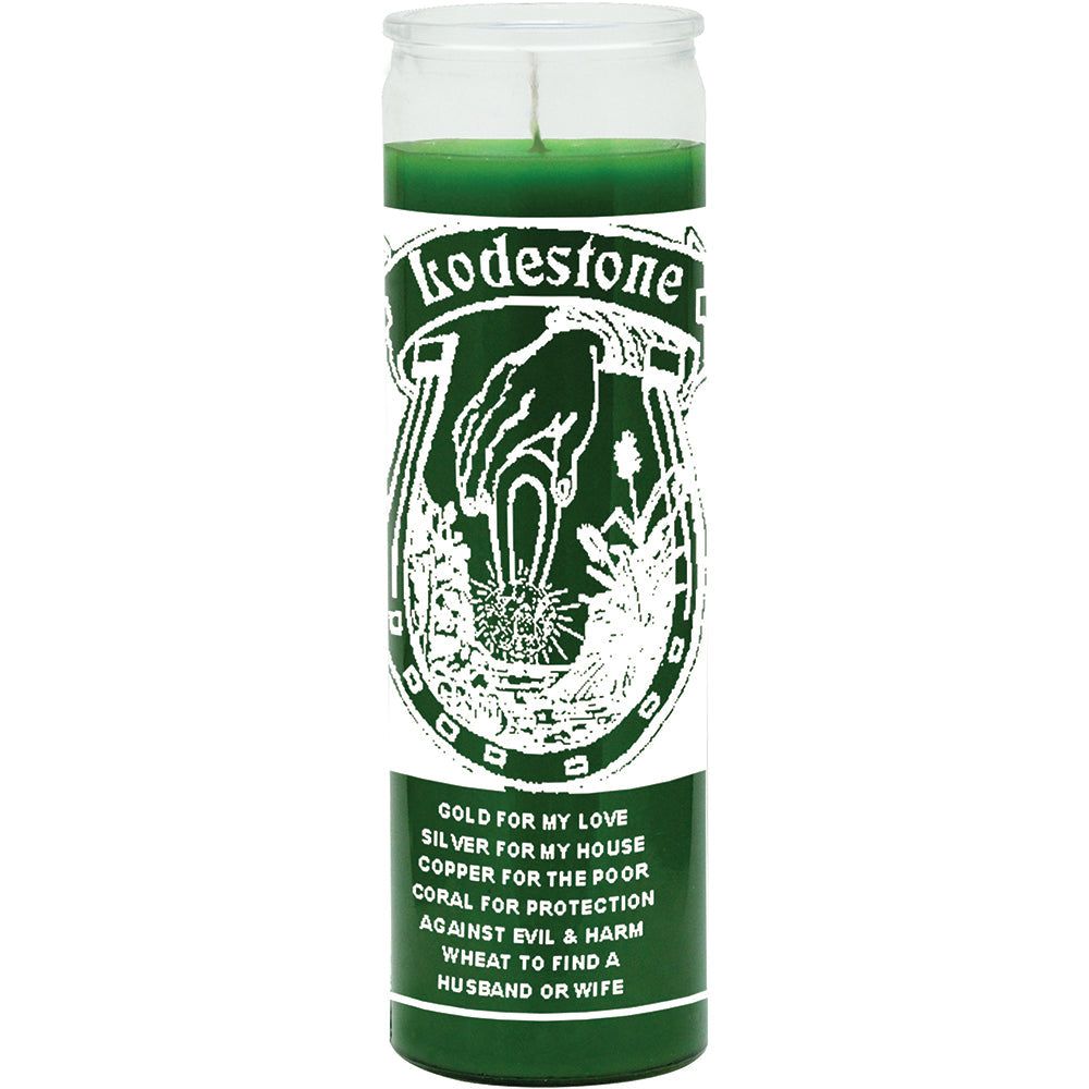 7 Day Glass Candle Lodestone - Green, SKU WP-575-535, UPC 700317117933
