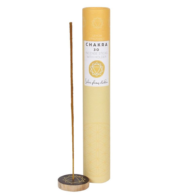 Chakra Incense Sticks with Holder - Solar Plexus - Lemon (30 Sticks), SKU PG-13969, UPC 700317075615