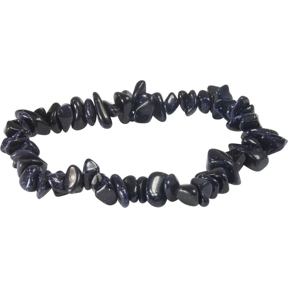 Gemstone Chips Elastic Bracelet - Blue Goldstone, SKU KH-95693, UPC 700317127666