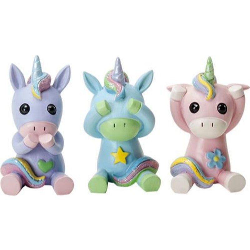 2.75&quot; See, Speak, Hear No Evil Unicorns (Set of 3), SKU PG-Y9185, UPC 700317294092