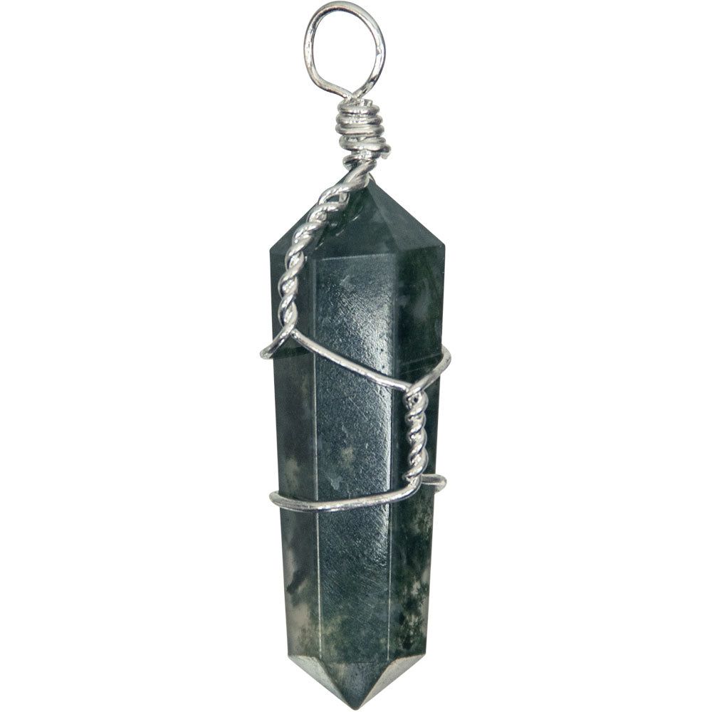 Wire Wrapped Point Pendant - Moss Agate, SKU KH-98716-D5, UPC 700317117711