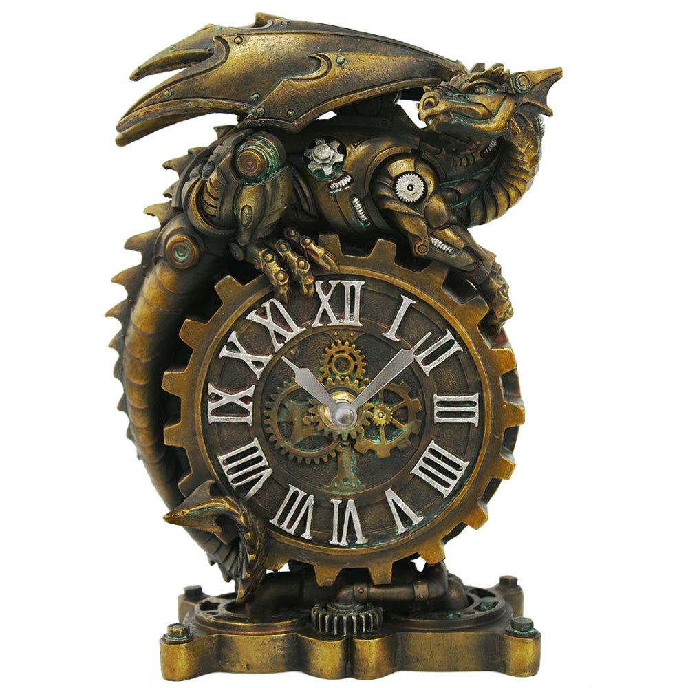 8.25&quot; Steampunk Dragon Clock, SKU PG-12370, UPC 700317110170
