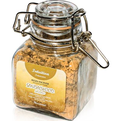 3 oz Harmonia Resin Incense Glass Jar - Sandalwood - Intuition, SKU KH-73358, UPC 700317122340