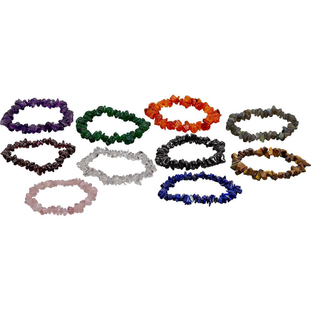 Gemstone Chips Elastic Bracelets (Set of 10), SKU KH-98640, UPC 700317121589