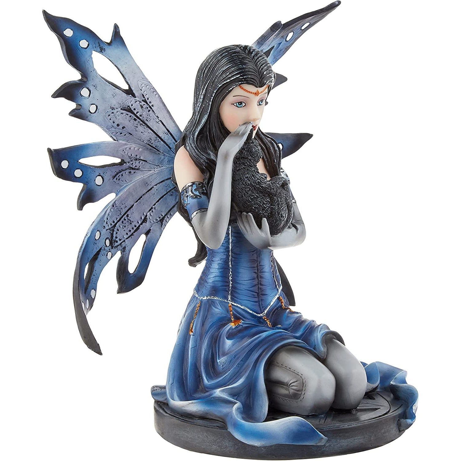 8.5&quot; Fairy Statue - Mystical Fairy Cradling Cat, SKU PG-10281, UPC