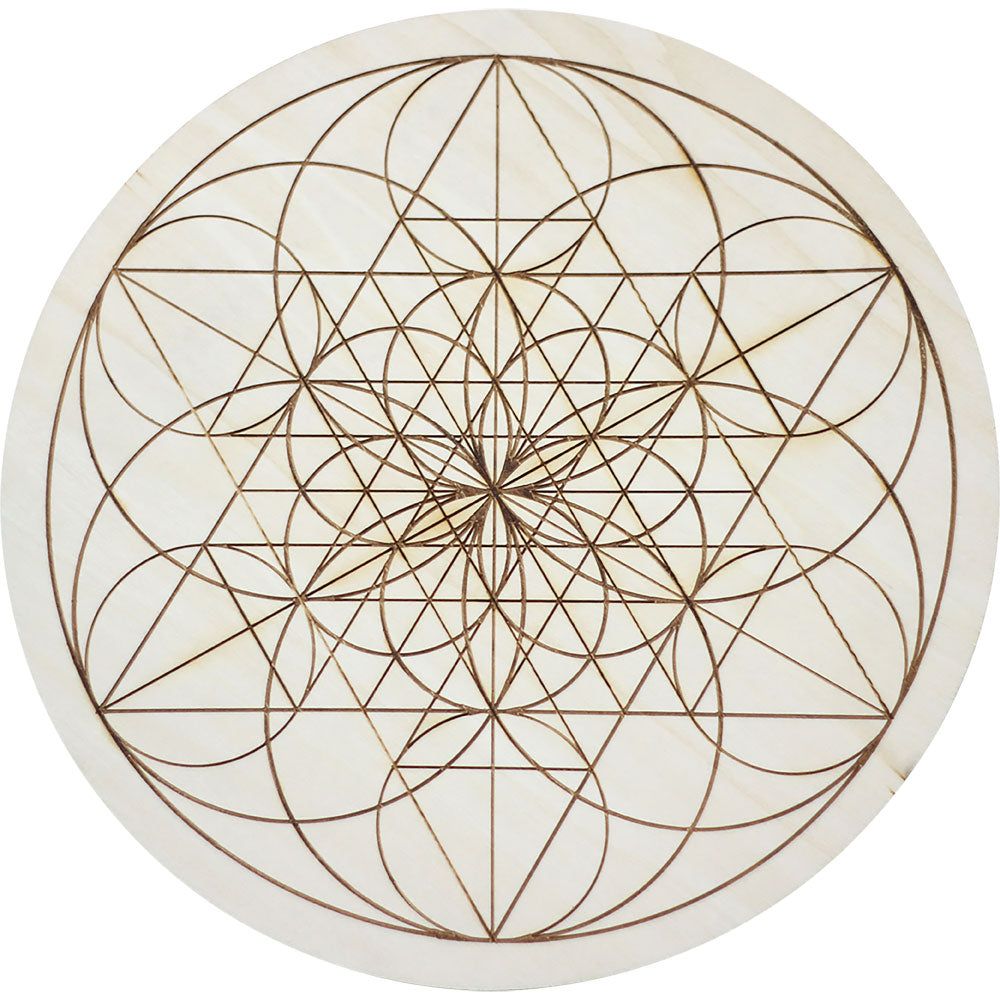 12&quot; Wood Crystal Grid - Fibonacci Seed of Life, SKU KH-15191, UPC 700317121510