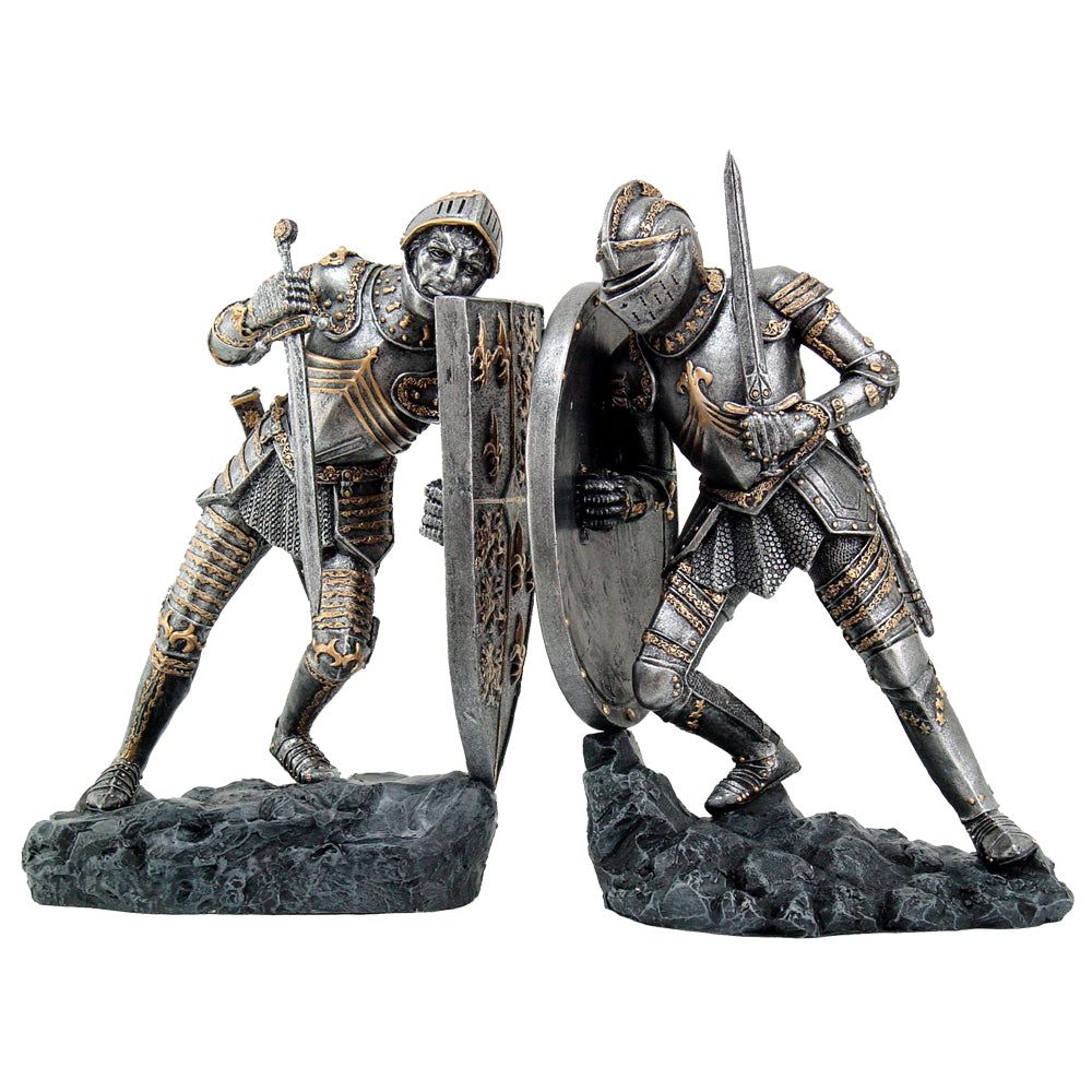 8&quot; Medieval Knights in Full Armor Battling Bookends (Pair), SKU PG-12354, UPC 700317023388